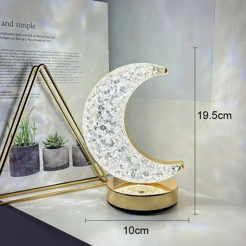 Schlafzimmer Kristall Touch Dimmen Nachtlicht Mädchen Zimmer Home Decor Ästhetik USB Nacht LED Umgebungs Tisch 3d Mond Lampe
