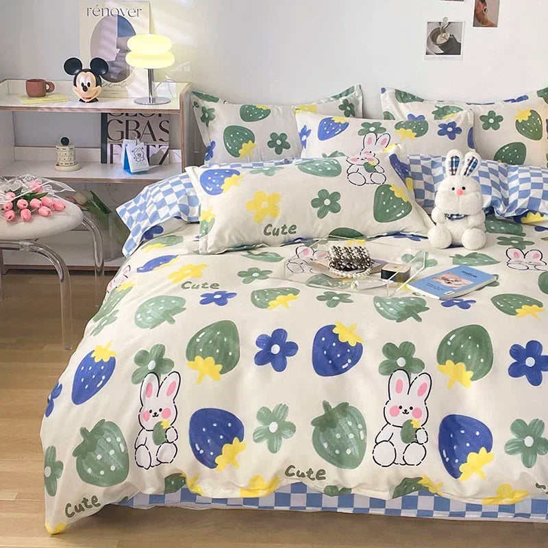 Bettwäsche-Set für Mädchen, Jungen, Schlafzimmer, KINDER, moderne Tröster, Bettbezug, flaches Laken, Kissenbezug, Heimtextilien, weiches Bettwäsche