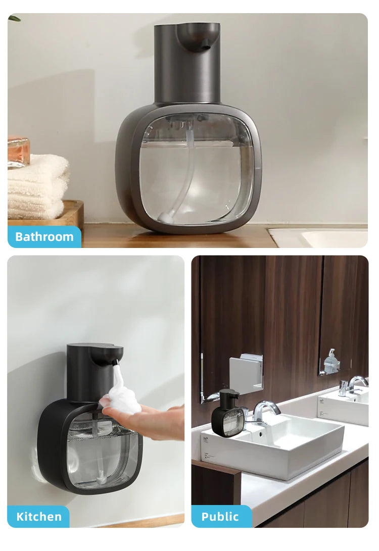 Neuer an der Wand montierter automatischer Seifenspender aus Schaumstoff, intelligente Handwaschmaschine, 500 ml flüssiger wiederaufladbarer Badezimmer-Induktionssensor