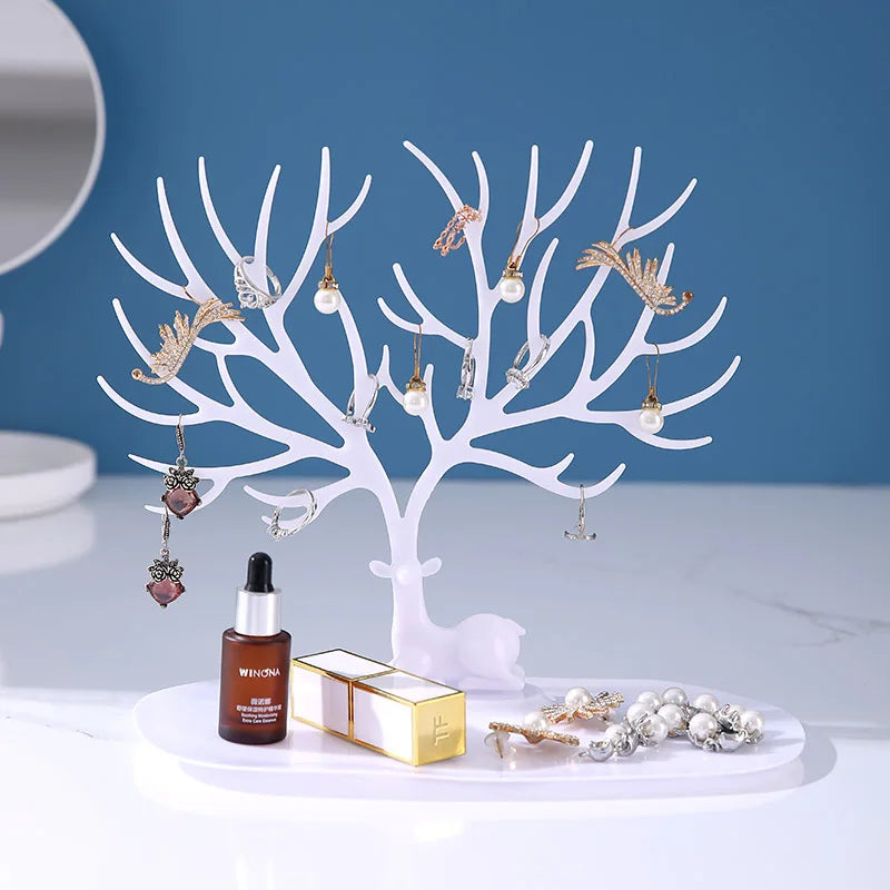 Jewelry Tree with Tray – Decorative Jewelry Holder for Rings & Earrings