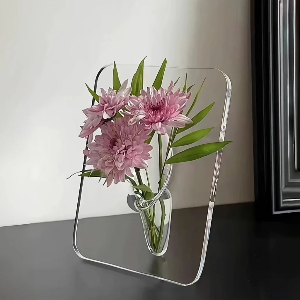 Art-Deco-Stil Acryl harz Knospe Vase-geometrische transparente längliche Blumenvase-kreative Bilderrahmen Design