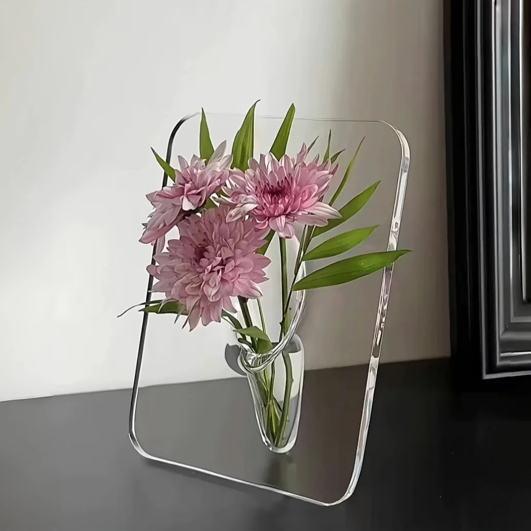 Art-Deco-Stil Acryl harz Knospe Vase-geometrische transparente längliche Blumenvase-kreative Bilderrahmen Design