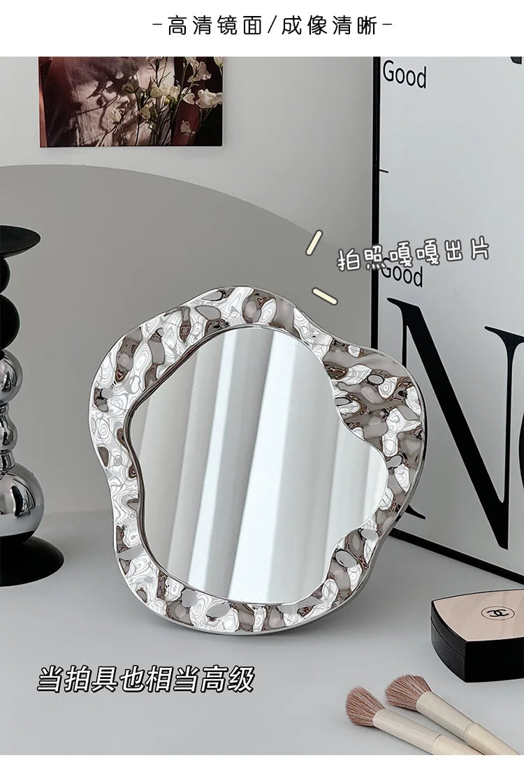 Badezimmer Behandelt Spiegel Eitelkeit Frauen Design Tragbare Spiegel Kleine Wohnheim Espejo Maquillaje Luz Hause Dekoration Zubehör