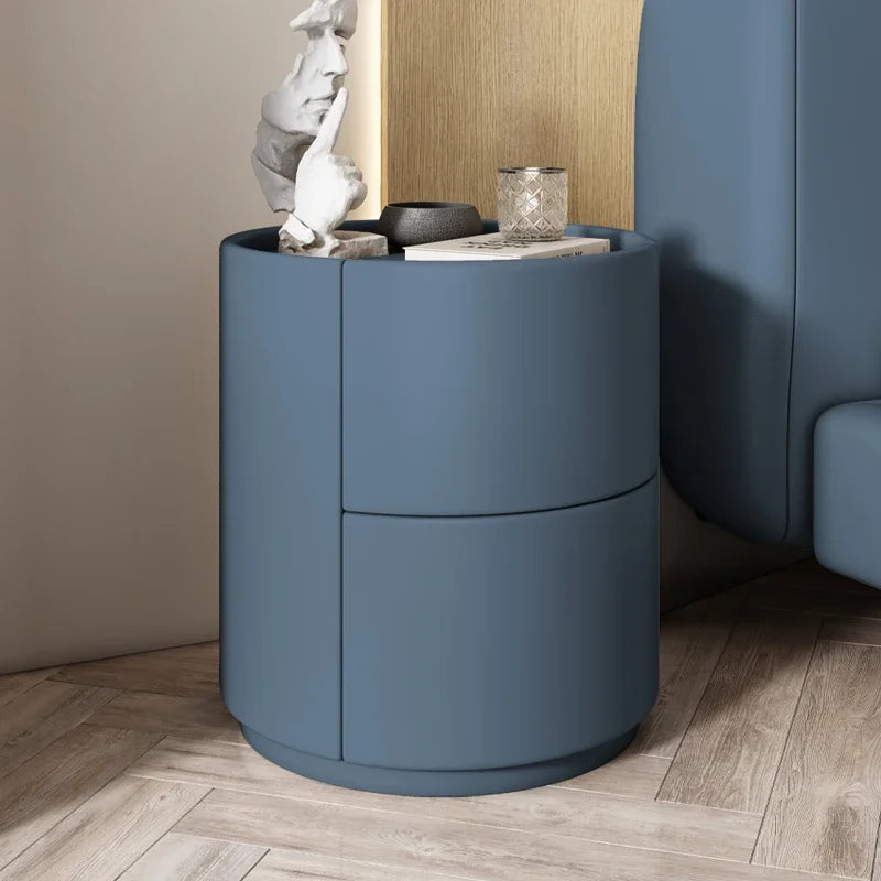 Home Wohnzimmer Sofa Seitenschrank, kreativer runder Nachttisch aus massivem Holz, neuer einfacher moderner kleiner Schlafzimmer-Aufbewahrungsschrank