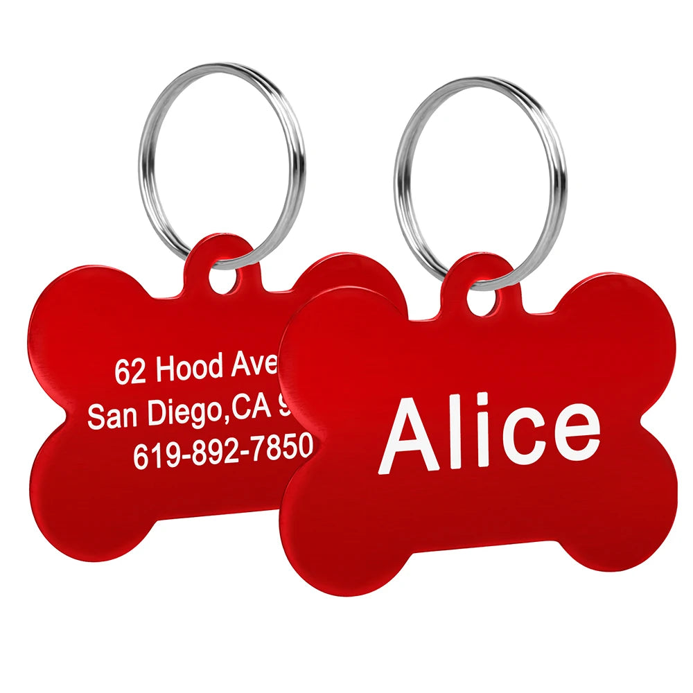 Knochenförmiges Haustier-ID-Tag, personalisierte Namensschilder für Hunde und Katzen, Anti-Verlust, kostenlose Gravur, Halsband, Anhänger, Knochen für kleine, mittelgroße und große Haustiere