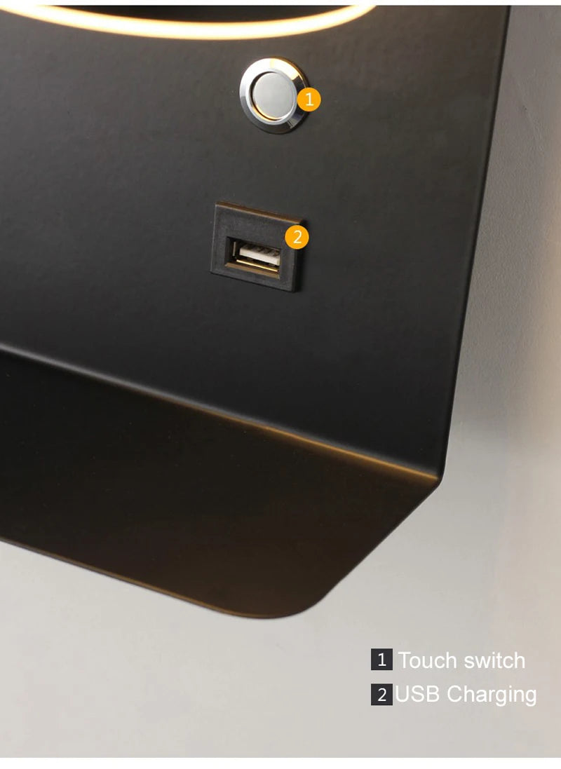 Schlafzimmer LED Wand leuchten mit USB-Ladung Wand leuchte Innen leuchte für Wohnzimmer Dekor Wand paneele mit Schalter Gang moderne Wand leuchte lampe wohnzimer zimmer deko wandleuchte wand paneele wanddeko spiegel