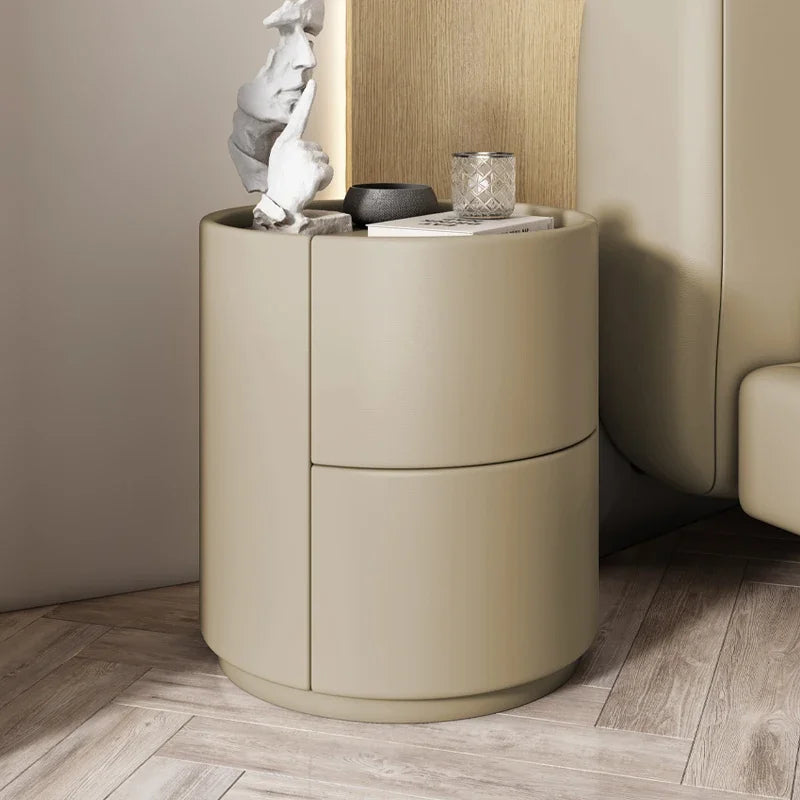 Home Wohnzimmer Sofa Seitenschrank, kreativer runder Nachttisch aus massivem Holz, neuer einfacher moderner kleiner Schlafzimmer-Aufbewahrungsschrank