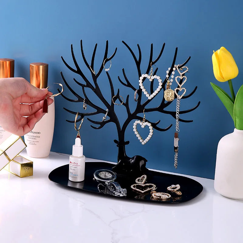 Jewelry Tree with Tray – Decorative Jewelry Holder for Rings & Earrings