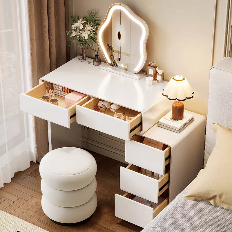 Schlafzimmer Frauen Schminktisch Luxus Holz Lagerung Spiegel Frisur Schminktisch Hause Weiß Muebles De Dormitorio Möbel
