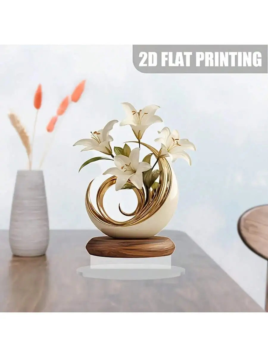 Lilien-Dekofigur – Elegante Blumendekoration für Tisch & Regal