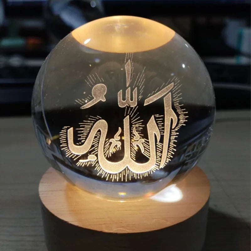 Ramadan Dekoration 3D Kristall Ball Nachtlicht Moschee Schloss Mond Leuchtende Ornament Muslimischen Islam Party Decor Ramadan Kareem Geschenk