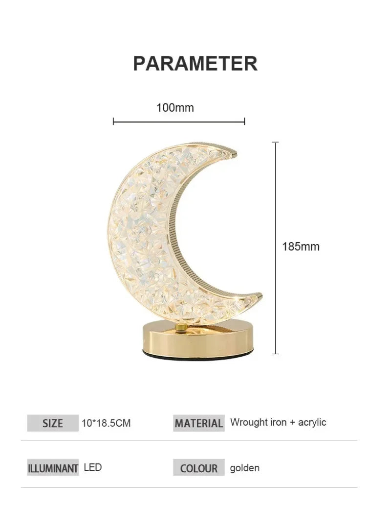 Schlafzimmer Kristall Touch Dimmen Nachtlicht Mädchen Zimmer Home Decor Ästhetik USB Nacht LED Umgebungs Tisch 3d Mond Lampe