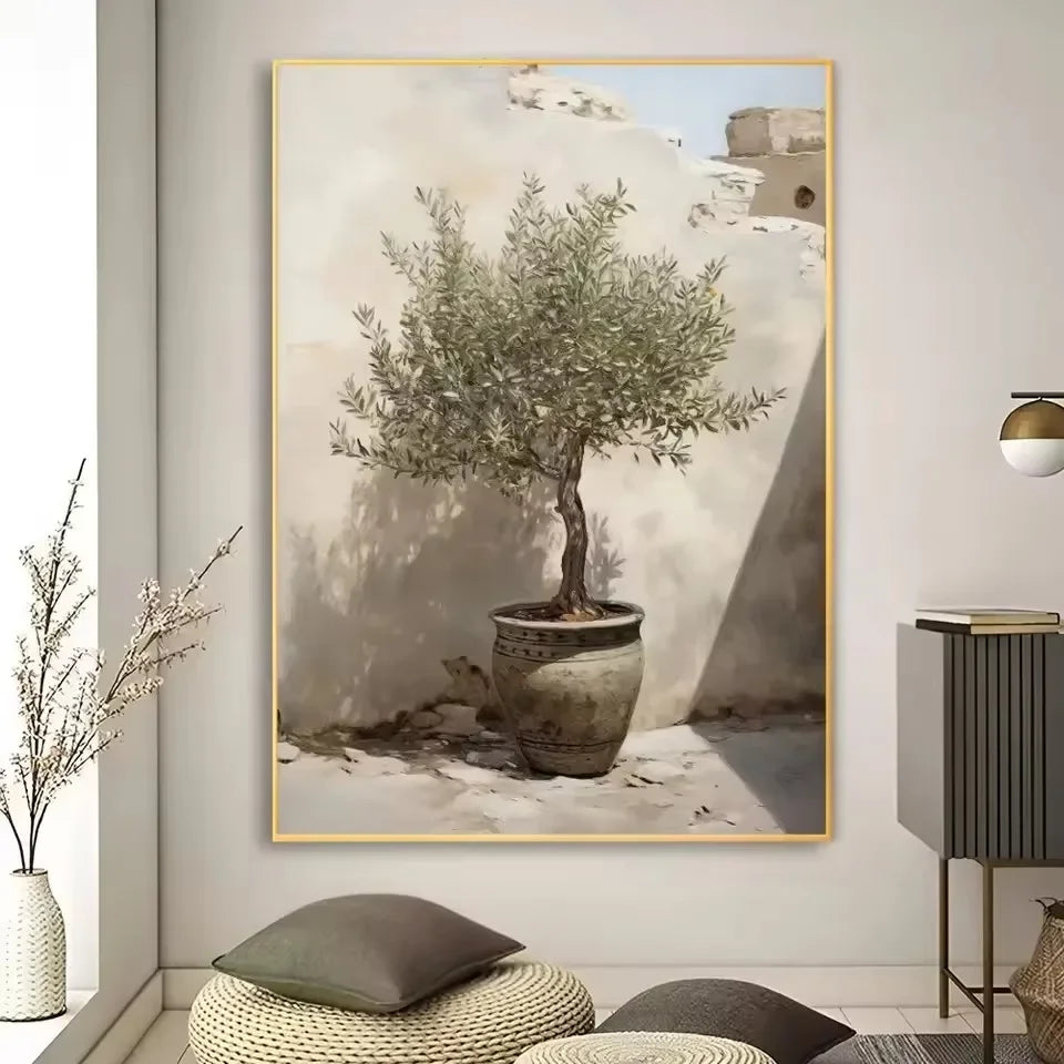 Art Deco Retro Blumenvase Leinwand Wandkunstdruck, rahmenloses modernes abstraktes Blumenposter für Heimdekoration, ästhetische Raumdeko