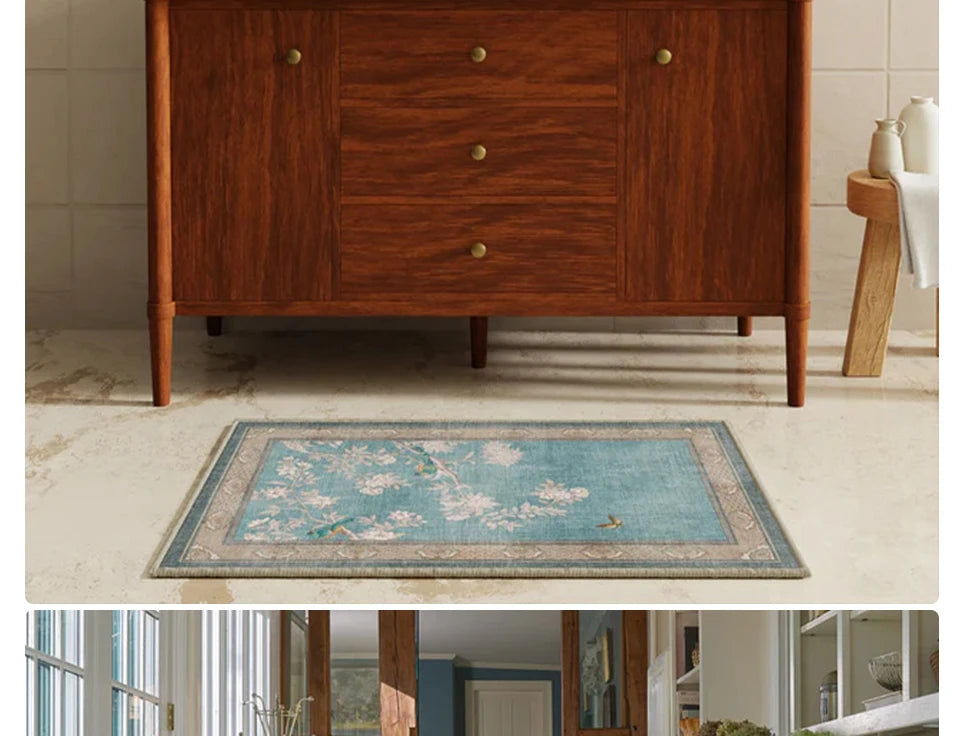 Wohnzimmer Schlafzimmer Teppich Retro Europäischen und Amerikanischen Stil Blau Floral Multi-farbe Boden Matte Luxus Hause Dekoration Bereich Teppiche