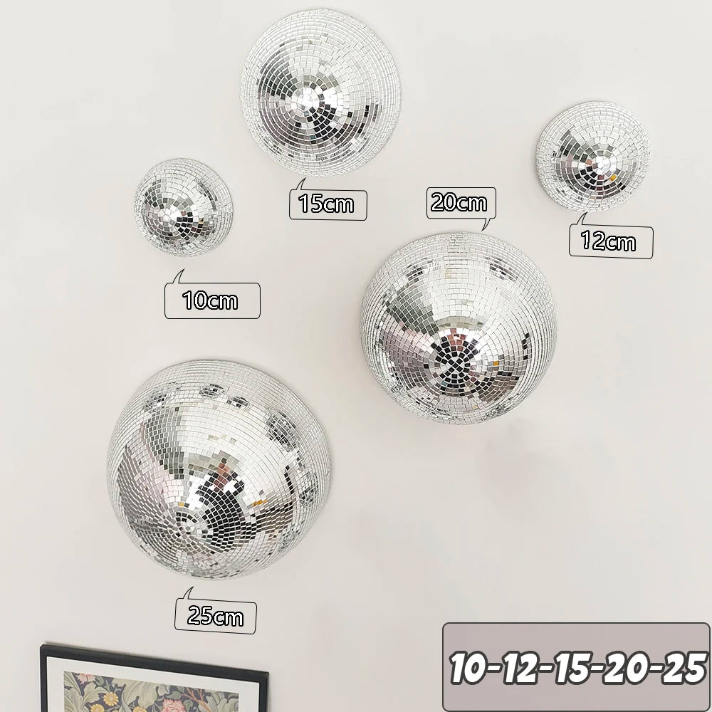 Wand-Disco-Kugel, verspiegelte Designs, metallische Heimdekoration, Spiegelkugel, Dekoration für Hochzeit, Disco-Kugel, Halbkreis, Heim-Wandkunst