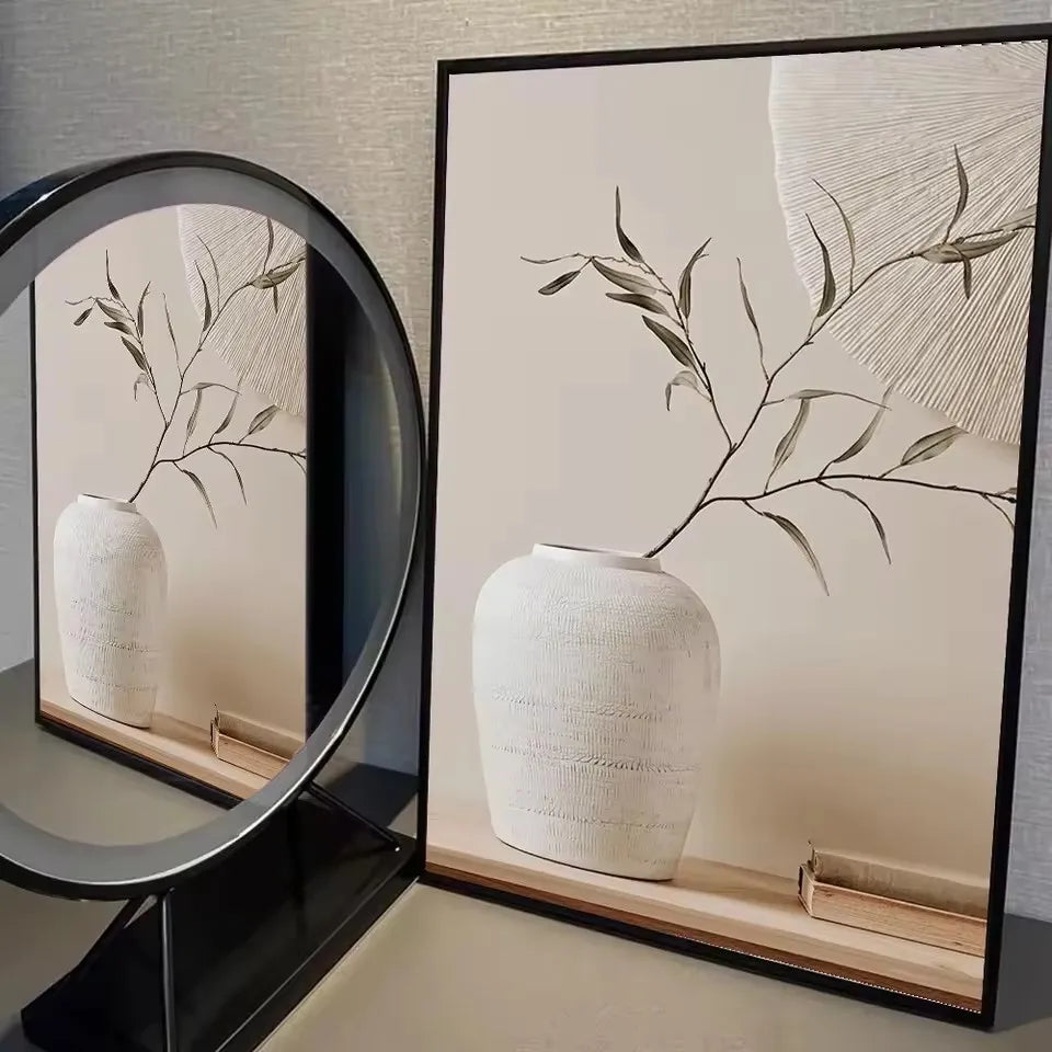 Art Deco Retro Blumenvase Leinwand Wandkunstdruck, rahmenloses modernes abstraktes Blumenposter für Heimdekoration, ästhetische Raumdeko
