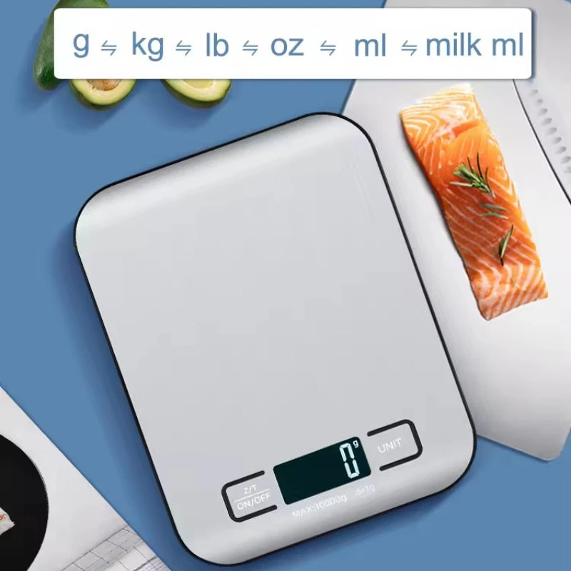 Digitale Küchenwaage, LED-Anzeige, 5 kg/1 g, Edelstahlplatte, elektronische Waage, für Zuhause, Schmuck, Lebensmittel, Snacks, Wiegen, Backwerkzeuge