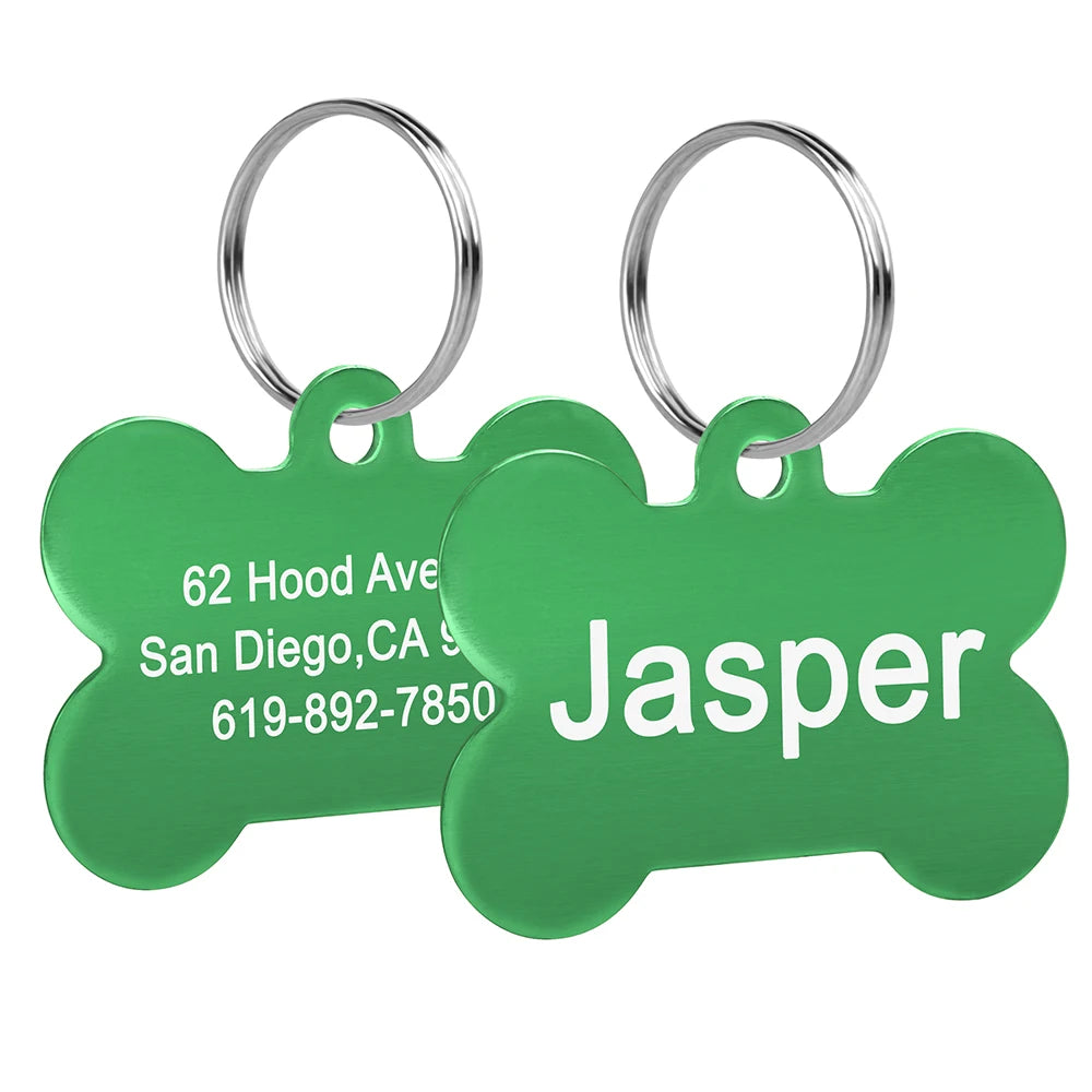 Knochenförmiges Haustier-ID-Tag, personalisierte Namensschilder für Hunde und Katzen, Anti-Verlust, kostenlose Gravur, Halsband, Anhänger, Knochen für kleine, mittelgroße und große Haustiere