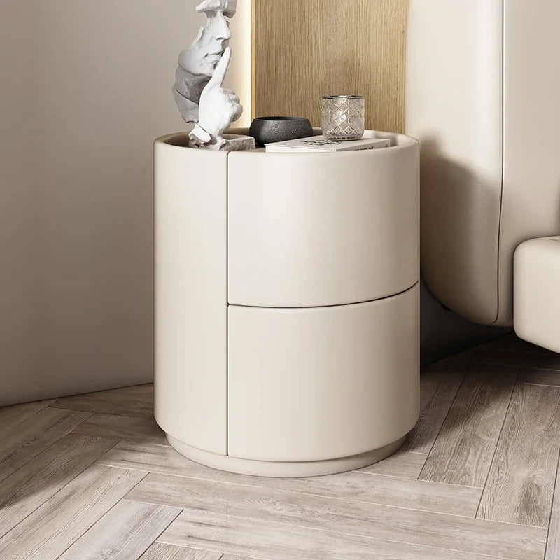Home Wohnzimmer Sofa Seitenschrank, kreativer runder Nachttisch aus massivem Holz, neuer einfacher moderner kleiner Schlafzimmer-Aufbewahrungsschrank