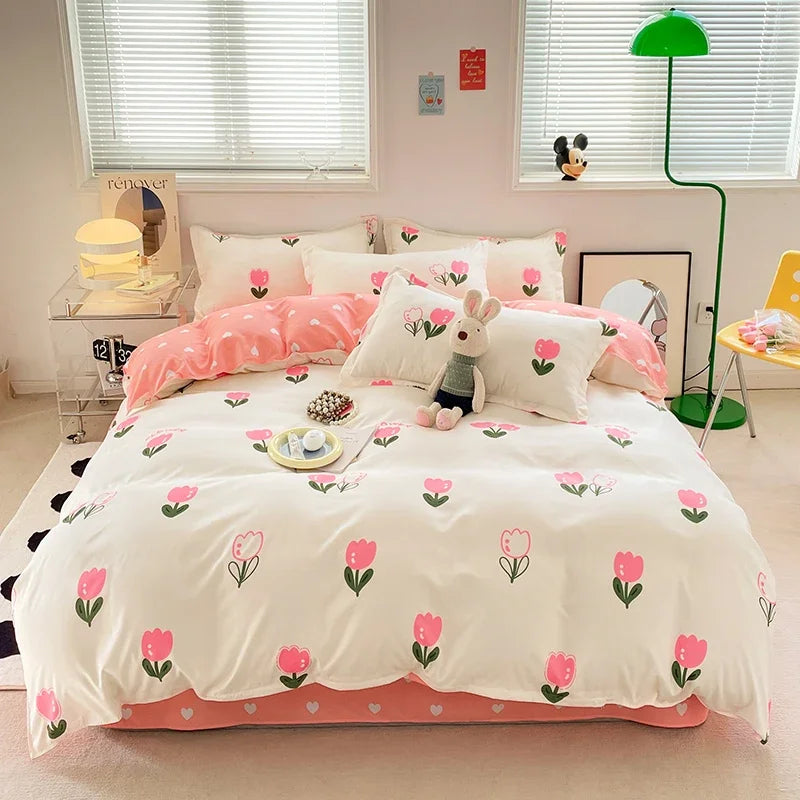 Bettwäsche-Set für Mädchen, Jungen, Schlafzimmer, KINDER, moderne Tröster, Bettbezug, flaches Laken, Kissenbezug, Heimtextilien, weiches Bettwäsche