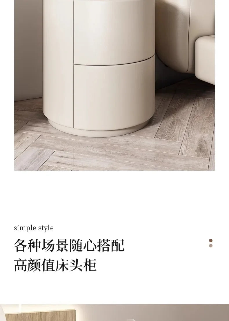Home Wohnzimmer Sofa Seitenschrank, kreativer runder Nachttisch aus massivem Holz, neuer einfacher moderner kleiner Schlafzimmer-Aufbewahrungsschrank