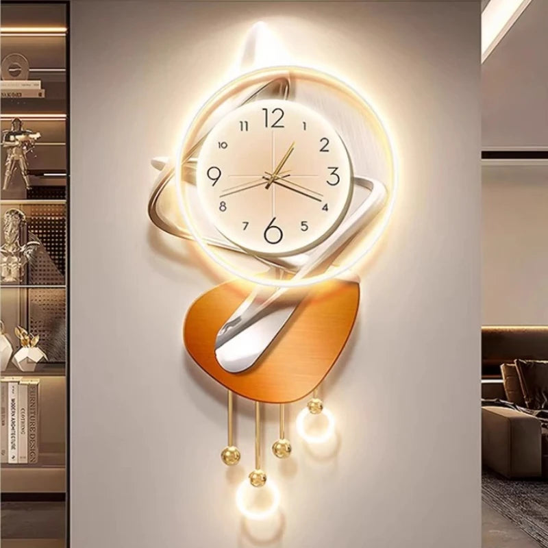 Moderne Design-Wohnzimmer-Digitalwanduhr LED-Restaurant-Uhr Geräuschlose Uhr Große Abstrakte Flur-Wandlampe Wanddekoration
