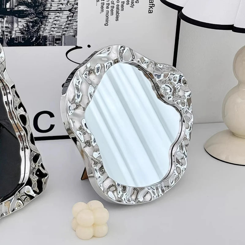 Badezimmer Behandelt Spiegel Eitelkeit Frauen Design Tragbare Spiegel Kleine Wohnheim Espejo Maquillaje Luz Hause Dekoration Zubehör