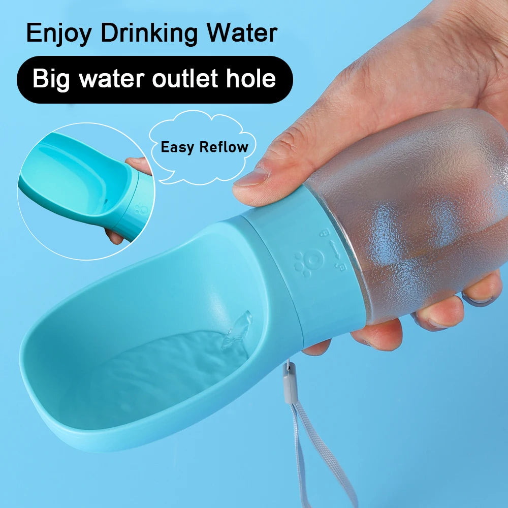 Tragbare Hunde-Trinkflasche mit integriertem Wassernapf – auslaufsicher für unterwegs