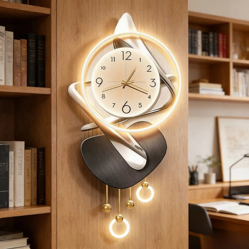 Moderne Design-Wohnzimmer-Digitalwanduhr LED-Restaurant-Uhr Geräuschlose Uhr Große Abstrakte Flur-Wandlampe Wanddekoration
