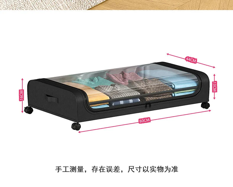 Bettboden-Aufbewahrungsbox mit Rollen, unter dem Bett, staubdichter Organizer für Kleidung, Schuhe, Zuhause, Schlafzimmer, schlichtes Design, rollende Schublade