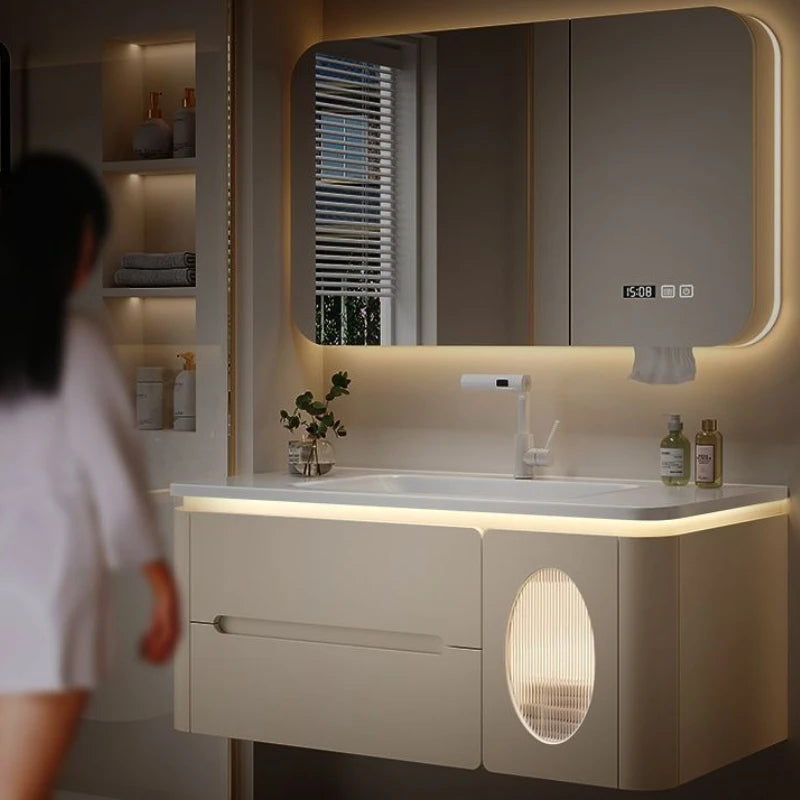 Spiegel Schwimmender Badezimmerschrank Waschbecken Schublade Regale Eitelkeit Badezimmerschrank Moderne Aufbewahrung Armoire De Rangement Zubehör