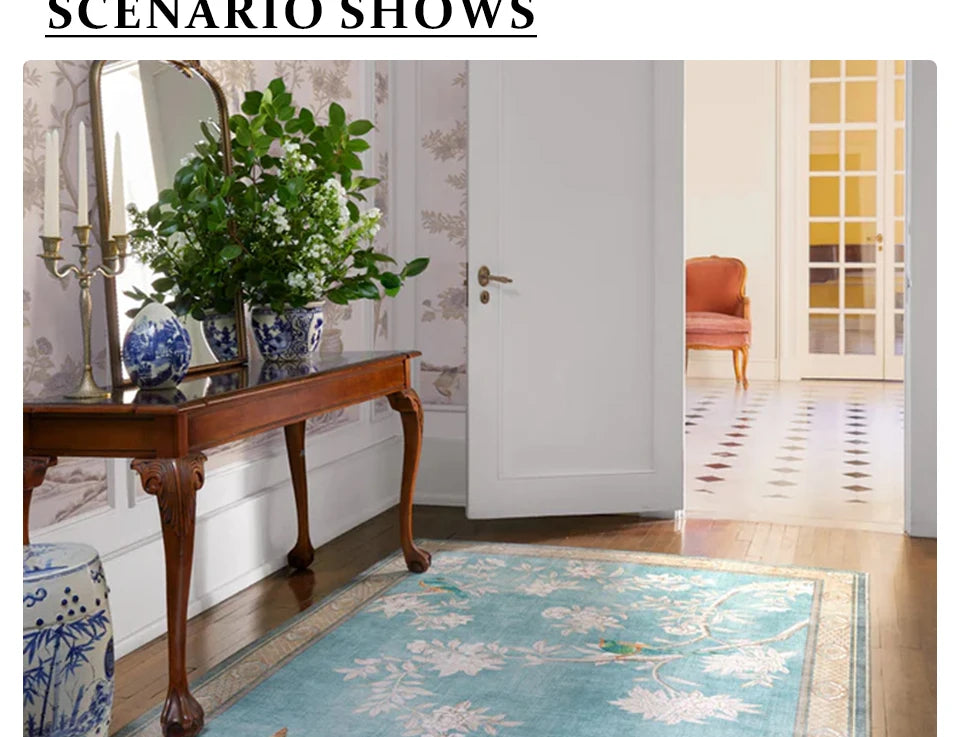 Wohnzimmer Schlafzimmer Teppich Retro Europäischen und Amerikanischen Stil Blau Floral Multi-farbe Boden Matte Luxus Hause Dekoration Bereich Teppiche