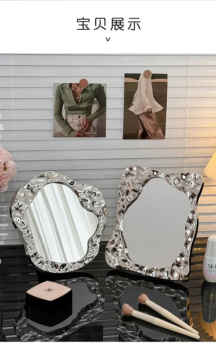 Badezimmer Behandelt Spiegel Eitelkeit Frauen Design Tragbare Spiegel Kleine Wohnheim Espejo Maquillaje Luz Hause Dekoration Zubehör