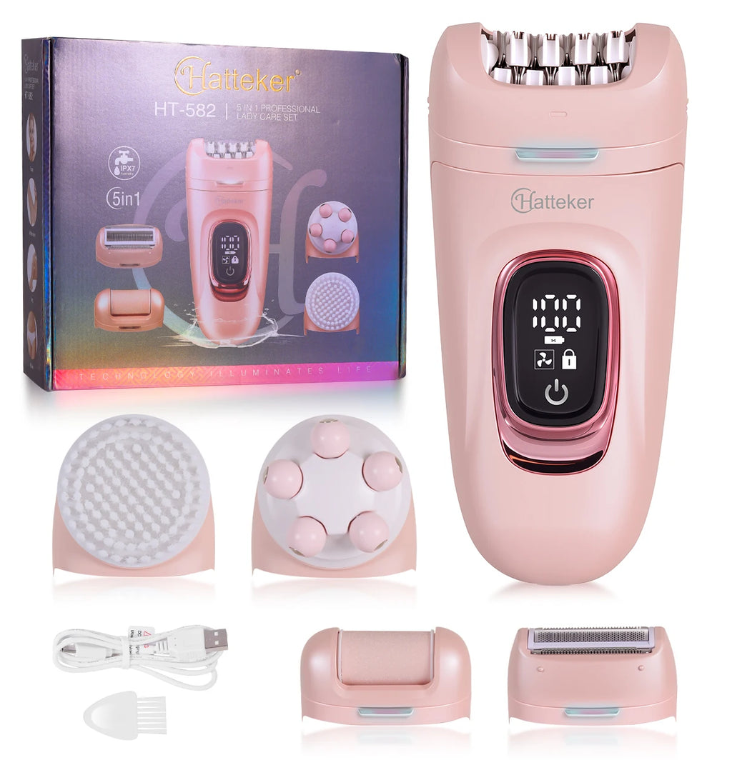 Hatteker 2 w 1 epilator i golarka dla kobiet – bezprzewodowy, do użytku na mokro i na sucho