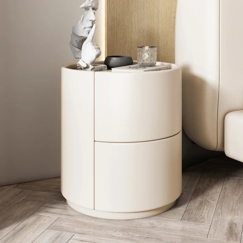 Home Wohnzimmer Sofa Seitenschrank, kreativer runder Nachttisch aus massivem Holz, neuer einfacher moderner kleiner Schlafzimmer-Aufbewahrungsschrank