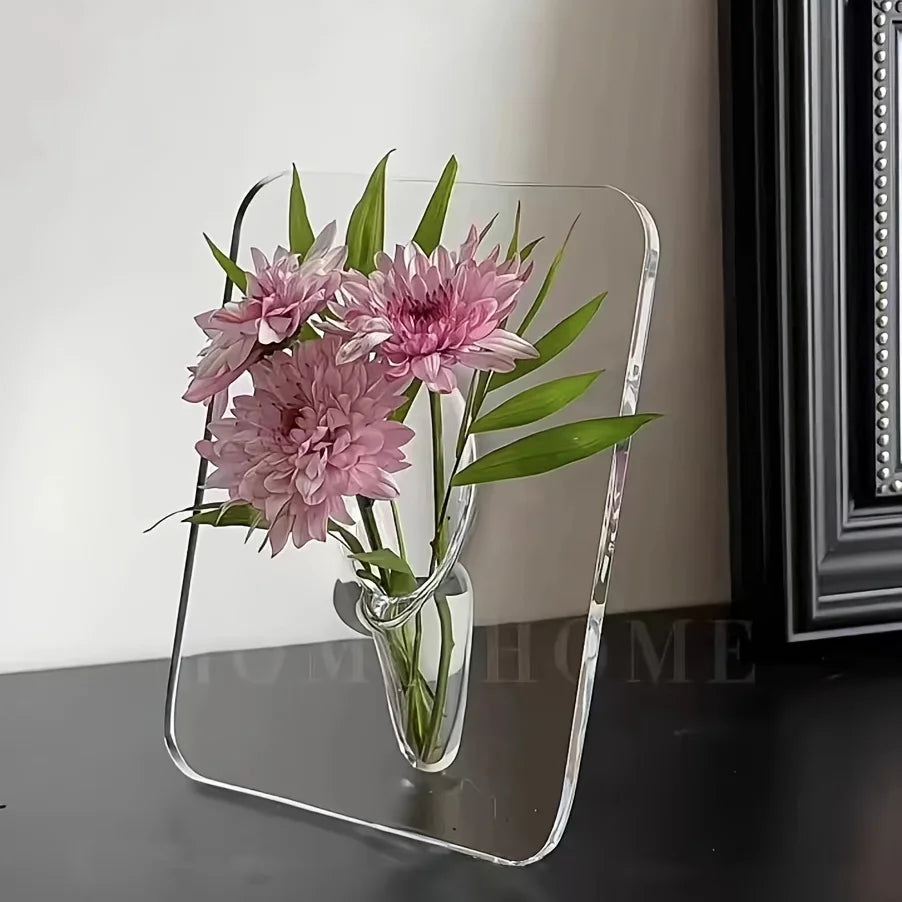 Art-Deco-Stil Acryl harz Knospe Vase-geometrische transparente längliche Blumenvase-kreative Bilderrahmen Design