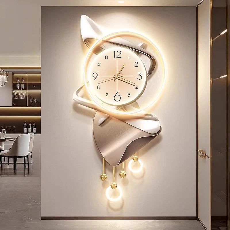 Moderne Design-Wohnzimmer-Digitalwanduhr LED-Restaurant-Uhr Geräuschlose Uhr Große Abstrakte Flur-Wandlampe Wanddekoration