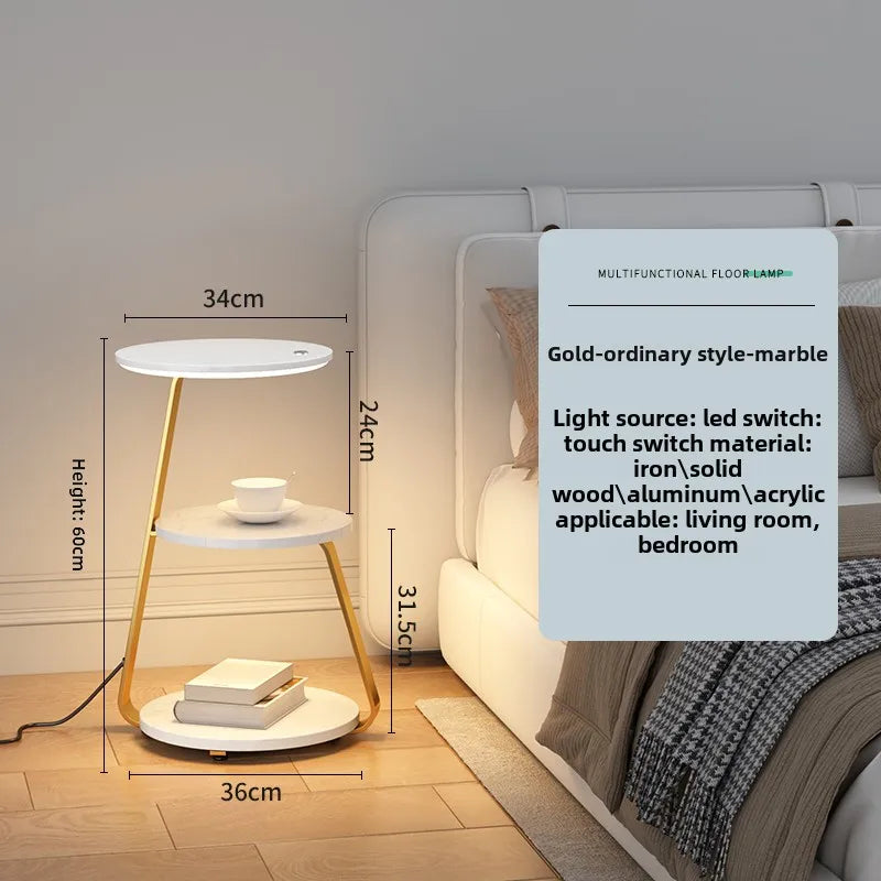 Schlafzimmer Minimalistische Nachttische Kleiner Raum Runder Licht Intelligenter Nachttisch mit kabellosem Ladegerät Nachttisch Bibliotheksmöbel
