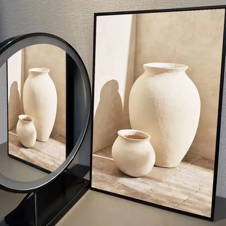 Art Deco Retro Blumenvase Leinwand Wandkunstdruck, rahmenloses modernes abstraktes Blumenposter für Heimdekoration, ästhetische Raumdeko