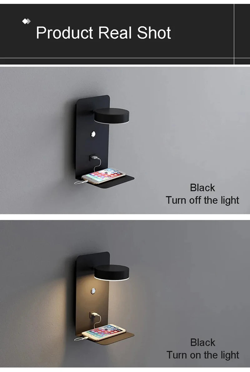 Schlafzimmer LED Wand leuchten mit USB-Ladung Wand leuchte Innen leuchte für Wohnzimmer Dekor Wand paneele mit Schalter Gang moderne Wand leuchte lampe wohnzimer zimmer deko wandleuchte wand paneele wanddeko spiegel