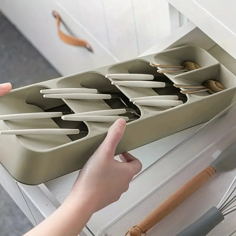 Mehrzweck-Besteck-Aufbewahrungstablett, Besteck, Gabel, Löffel, unterteilte Organizer, Küchenschublade, kategorisierte Aufbewahrungsboxen