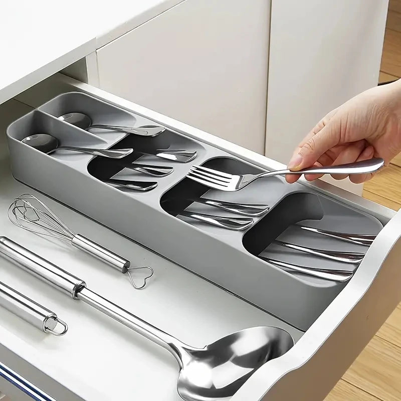 Mehrzweck-Besteck-Aufbewahrungstablett, Besteck, Gabel, Löffel, unterteilte Organizer, Küchenschublade, kategorisierte Aufbewahrungsboxen