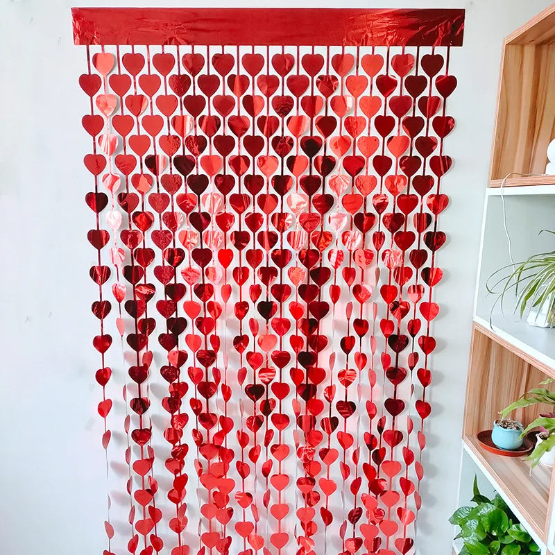 NEUE Party Dekoration Regen Seide Vorhang Liebe Tür Vorhang Geburtstag Party Valentinstag Hochzeit Verlobung Herz Regen Seide Dekor