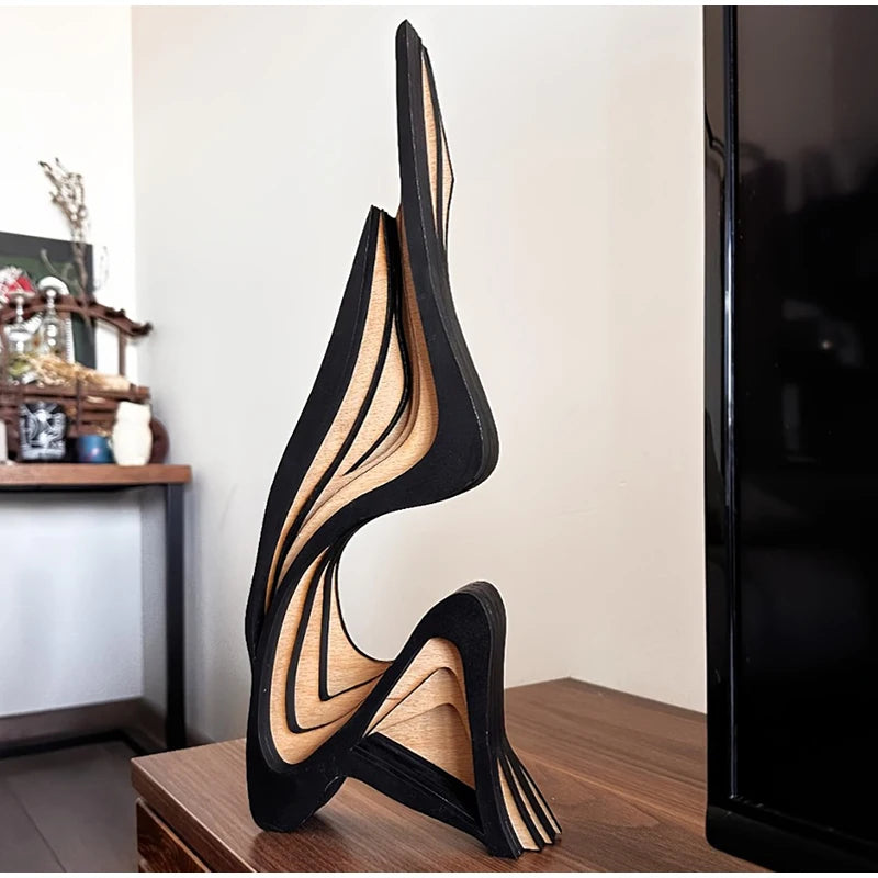 Dreidimensionale gebogene künstlerische Dekoration aus Holz, Bücherregal, Raumdekoration, Desktop-Ornamente, Kunstwerk mit unregelmäßiger Form
