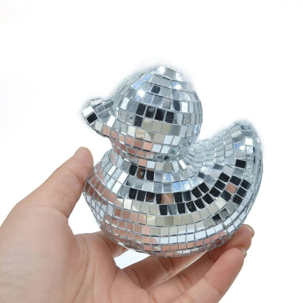 Dekorativer Desktop-Disco-Spiegel, Enten-Discokugel aus Glas, Disco-Ornament, Enten-Discokugel als Heimdekoration, Spiegel-Disco-Ente für Zuhause