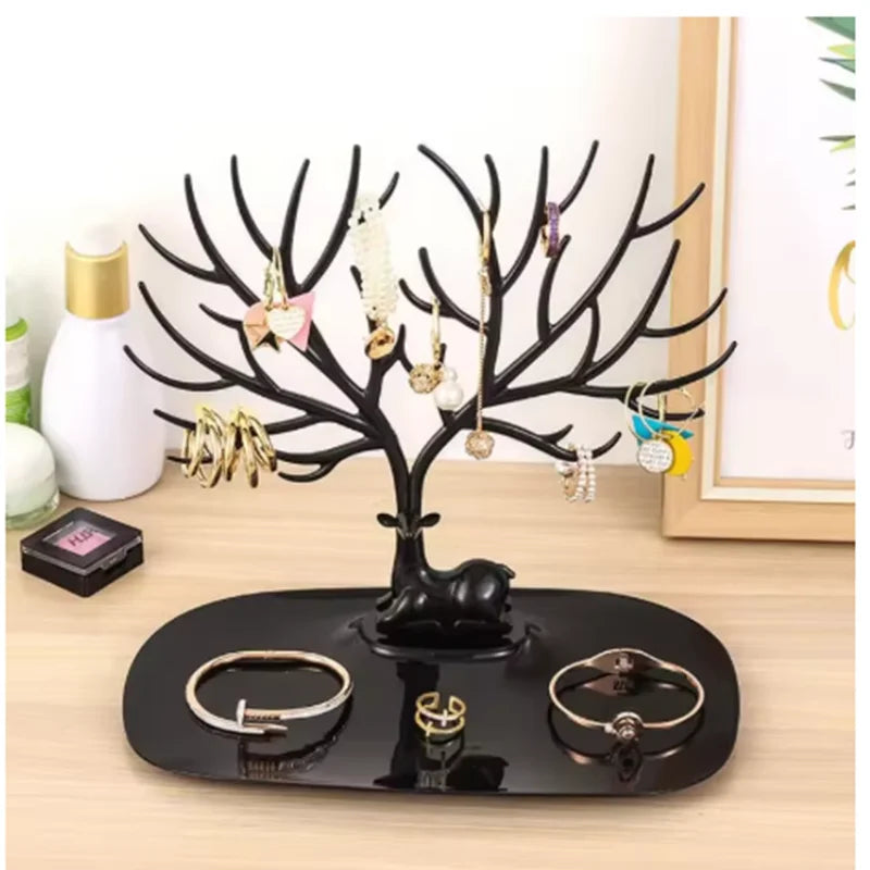 Jewelry Tree with Tray – Decorative Jewelry Holder for Rings & Earrings