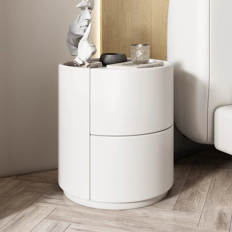 Home Wohnzimmer Sofa Seitenschrank, kreativer runder Nachttisch aus massivem Holz, neuer einfacher moderner kleiner Schlafzimmer-Aufbewahrungsschrank