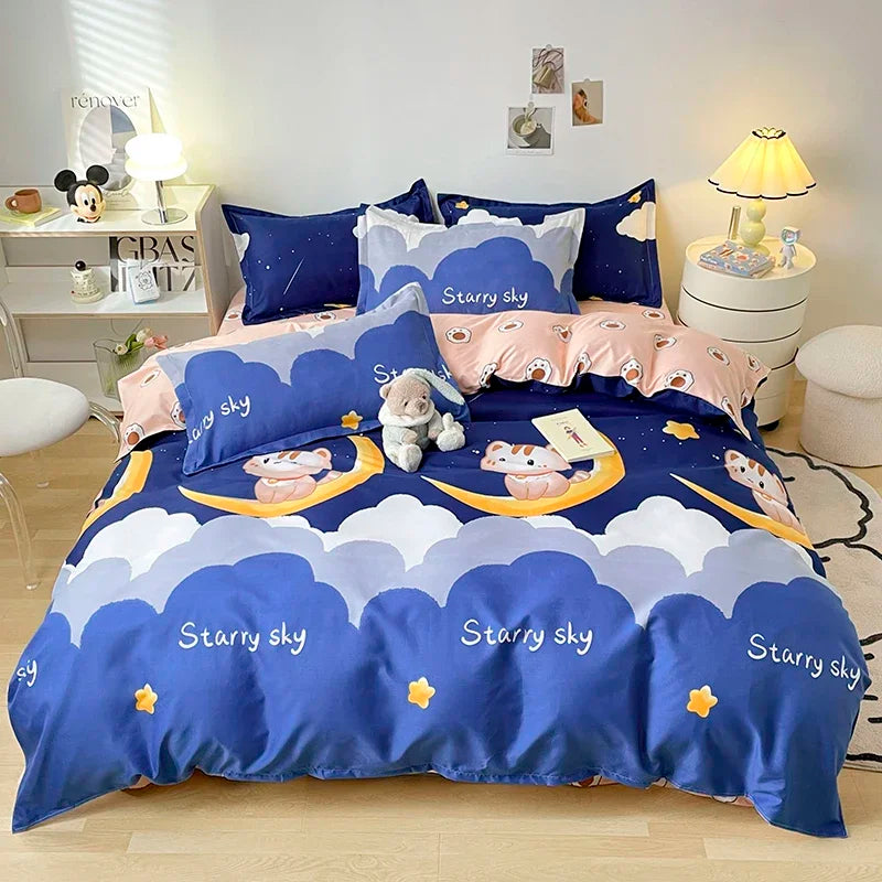 Bettwäsche-Set für Mädchen, Jungen, Schlafzimmer, KINDER, moderne Tröster, Bettbezug, flaches Laken, Kissenbezug, Heimtextilien, weiches Bettwäsche