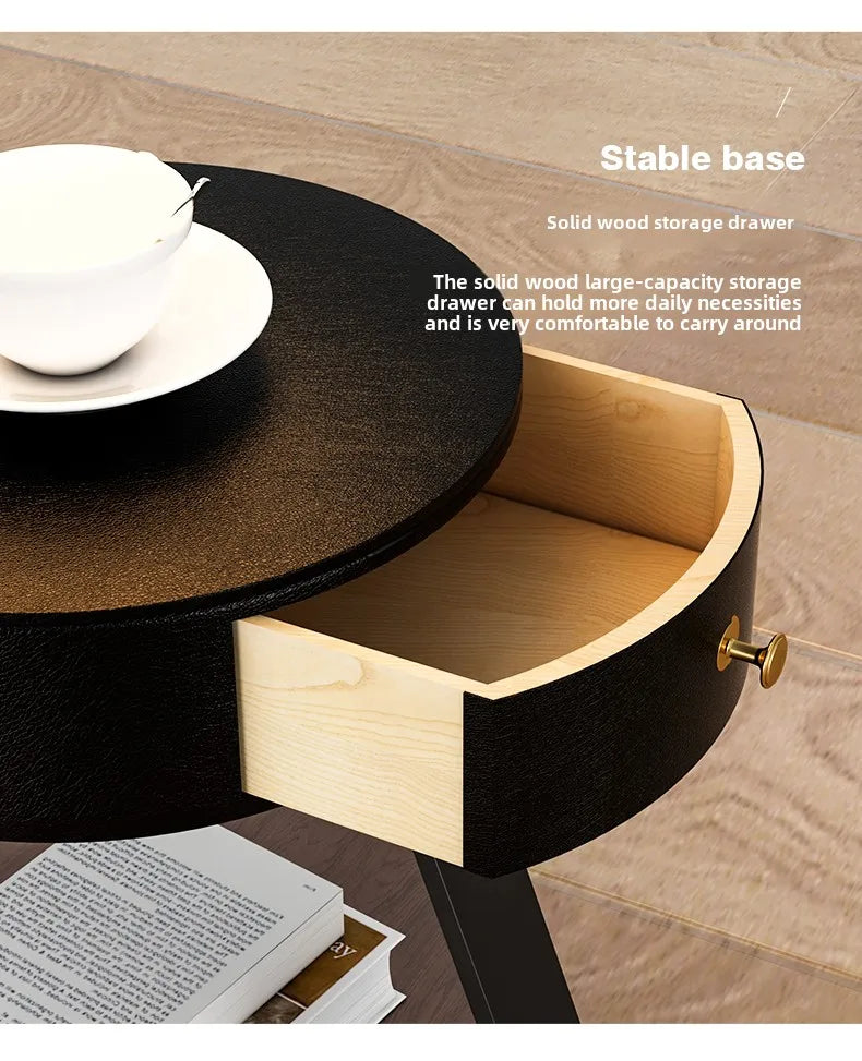 Schlafzimmer Minimalistische Nachttische Kleiner Raum Runder Licht Intelligenter Nachttisch mit kabellosem Ladegerät Nachttisch Bibliotheksmöbel