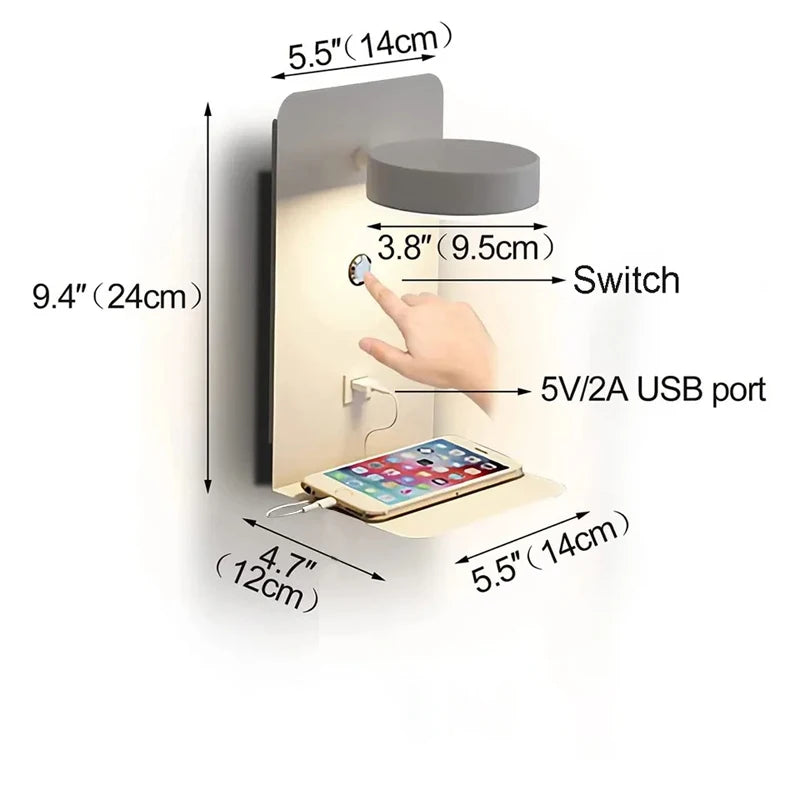 Schlafzimmer LED Wand leuchten mit USB-Ladung Wand leuchte Innen leuchte für Wohnzimmer Dekor Wand paneele mit Schalter Gang moderne Wand leuchte lampe wohnzimer zimmer deko wandleuchte wand paneele wanddeko spiegel
